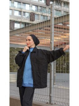 Wintage Oversize Kot Siyah Ceket