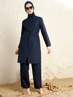 Arabiyeli Lacivert Tam Kapalı Mayo