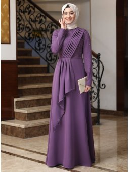 Manolya Lila Abiye Elbise