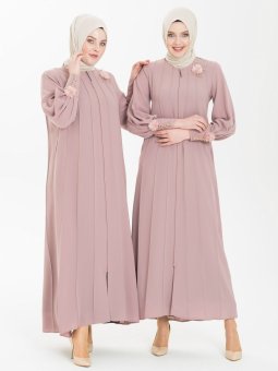 Pudra Şık Aksesuarlı Ferace