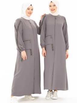 Gri Şerit Detaylı Spor Ferace