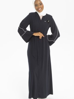 Lacivert Beyaz Çıtçıtlı Biyeli Ferace