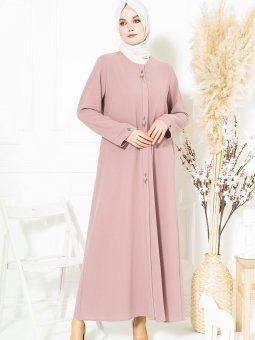 Pudra Yaprak Detaylı Ferace