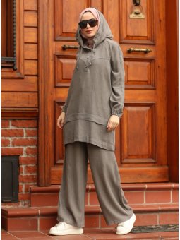 Denim Tunik & Pantolon İkili Gri Takım