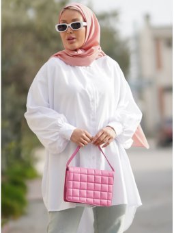 Yarasa Kol Salaş Beyaz Gömlek Tunik