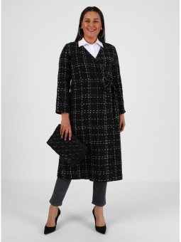 Siyah Desenli Büyük Beden Abaya Ferace