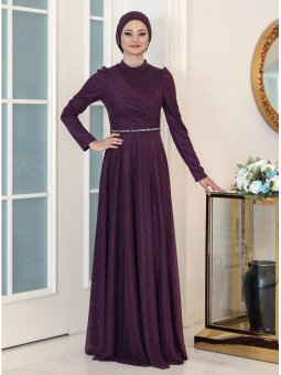 Işıl Mor Abiye Elbise