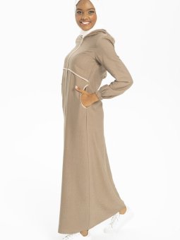 Haki Biye Detaylı Keten Ferace