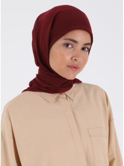 Düz Flamlı Bordo Eşarp