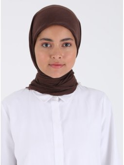 Düz Flamlı Koyu Kahve Eşarp