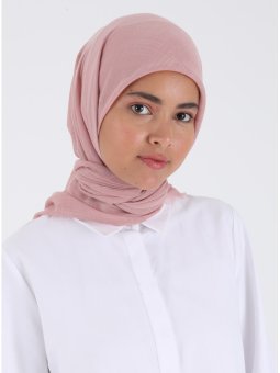 Düz Flamlı Pudra Eşarp