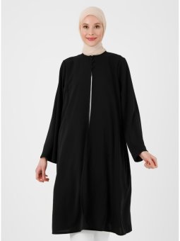 İpek Tuşeli Bluz & Kap İkili Siyah Beyaz Takım