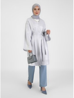 Gri Kuşak Detaylı Kimono