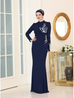 Alin Lacivert Abiye Elbise