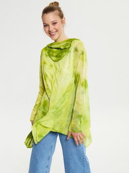 Degrade Yıkamalı Sarı Panço