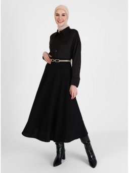 Tüvid Kumaş Çan Siyah Etek