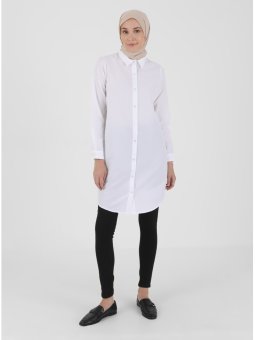Asimetrik Kesim Beyaz Gömlek