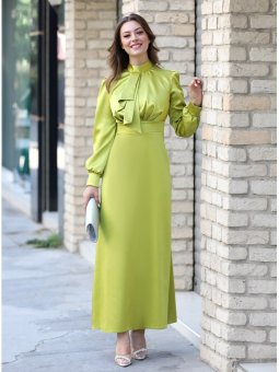 Damla Fıstık Yeşili Abiye Elbise