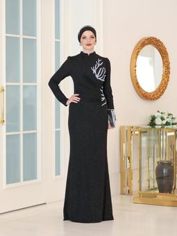 Alin Siyah Abiye Elbise