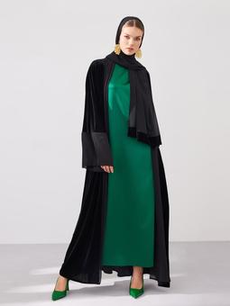 Siyah Velvet Sahra Abaya Set
