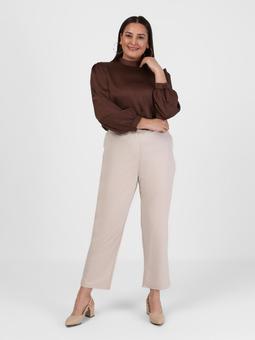 Büyük Beden Beli Lastikli Vizon Pantolon