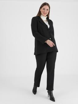 Büyük Beden Siyah Ceket & Pantolon İkili Takım