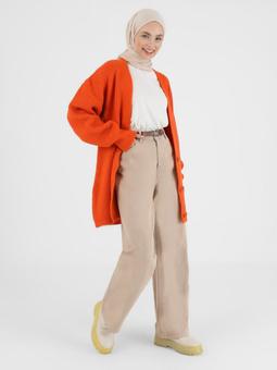 Bol Paça Denim Bej Pantolon