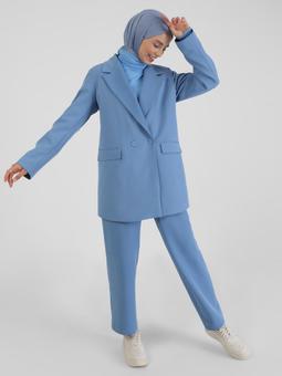 Çift Düğme Detaylı Derin Mavi Ceket