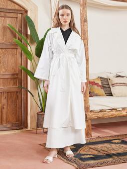 Retro Bahar Beyaz Trençkot