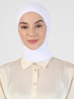 Boneli Şifon Beyaz Şal