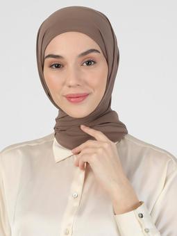Boneli Şifon Koyu Vizon Şal
