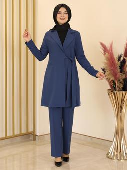 İndigo Sofya İkili Abiye Elbise Takım