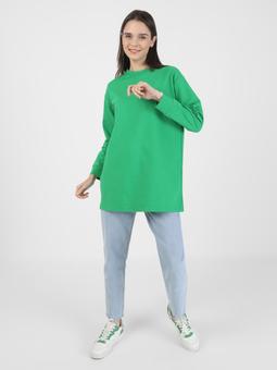 Bisiklet Yaka Çimen Yeşili Tunik