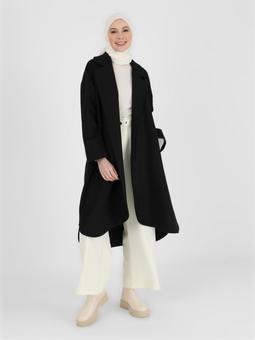 Kaşe Cep Detaylı Siyah Kap