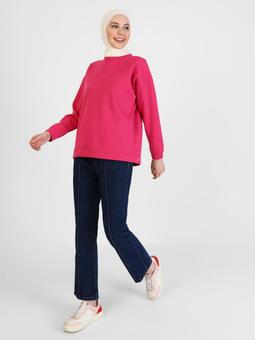 Nervür Detaylı Denim Lacivert Pantolon