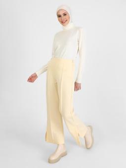 Scuba Yırtmaçlı Vanilya Pantolon