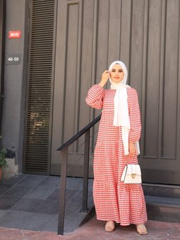 Gofre Kırmızı Elbise