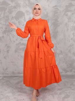 Turuncu Gömlek Elbise