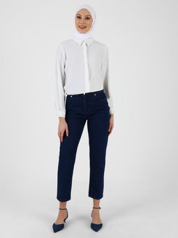 Aerobin Gizli Patlı Arkası Uzun Bluz Off White Gömlek