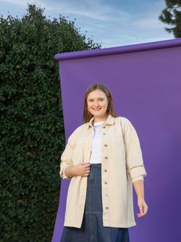 Büyük Beden Düğme Detaylı Kot Ekru Ceket