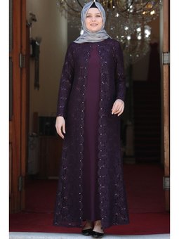 Papatya Mor Abiye Elbise