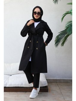 Boyfriend Siyah Trençkot