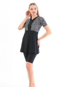 Siyah Nil Taytlı Havuz Mayosu