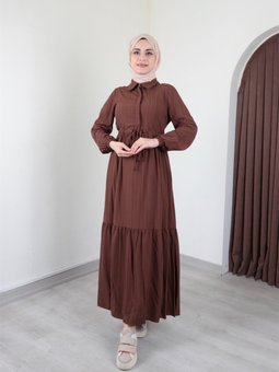 Asya Bürümcük Kahve Elbise