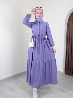 Asya Bürümcük Lila Elbise