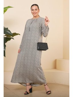 Kadin Buyuk Beden Çıtır Desen Uzun Anne Günlük Elbise Taş