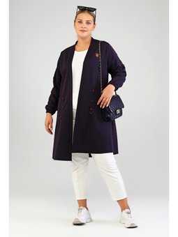 Kadin Ottoman Cepli Çelik Buyuk Beden Lacivert Hırka