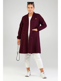 Kadin Ottoman Cepli Çelik Buyuk Beden Mürdüm Hırka