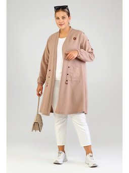 Kadin Ottoman Cepli Çelik Buyuk Beden Vizon Hırka