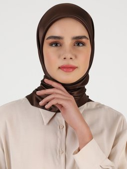 İpek Saten Acı Kahve Eşarp